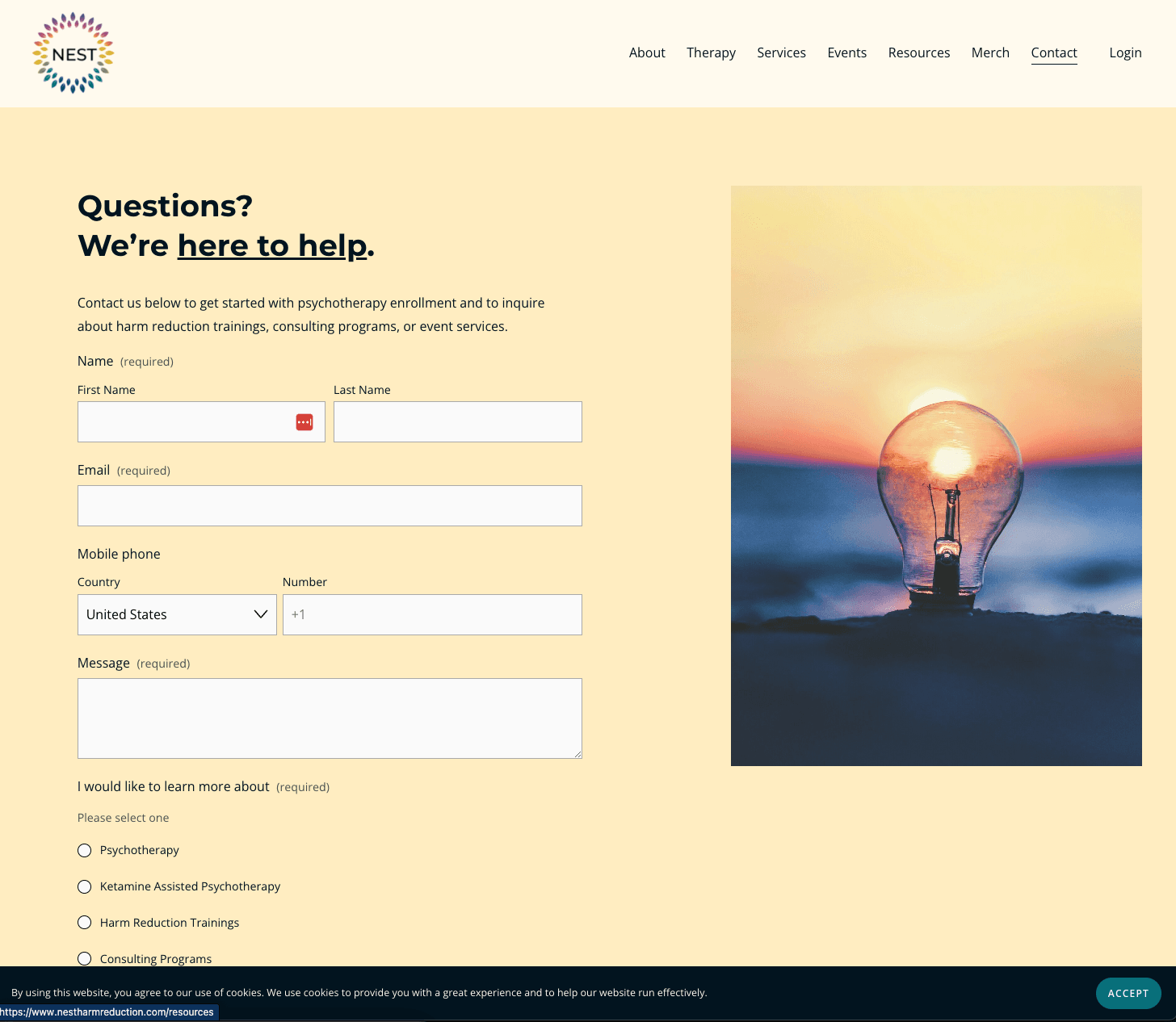 Shared NEST contact page before the brand split