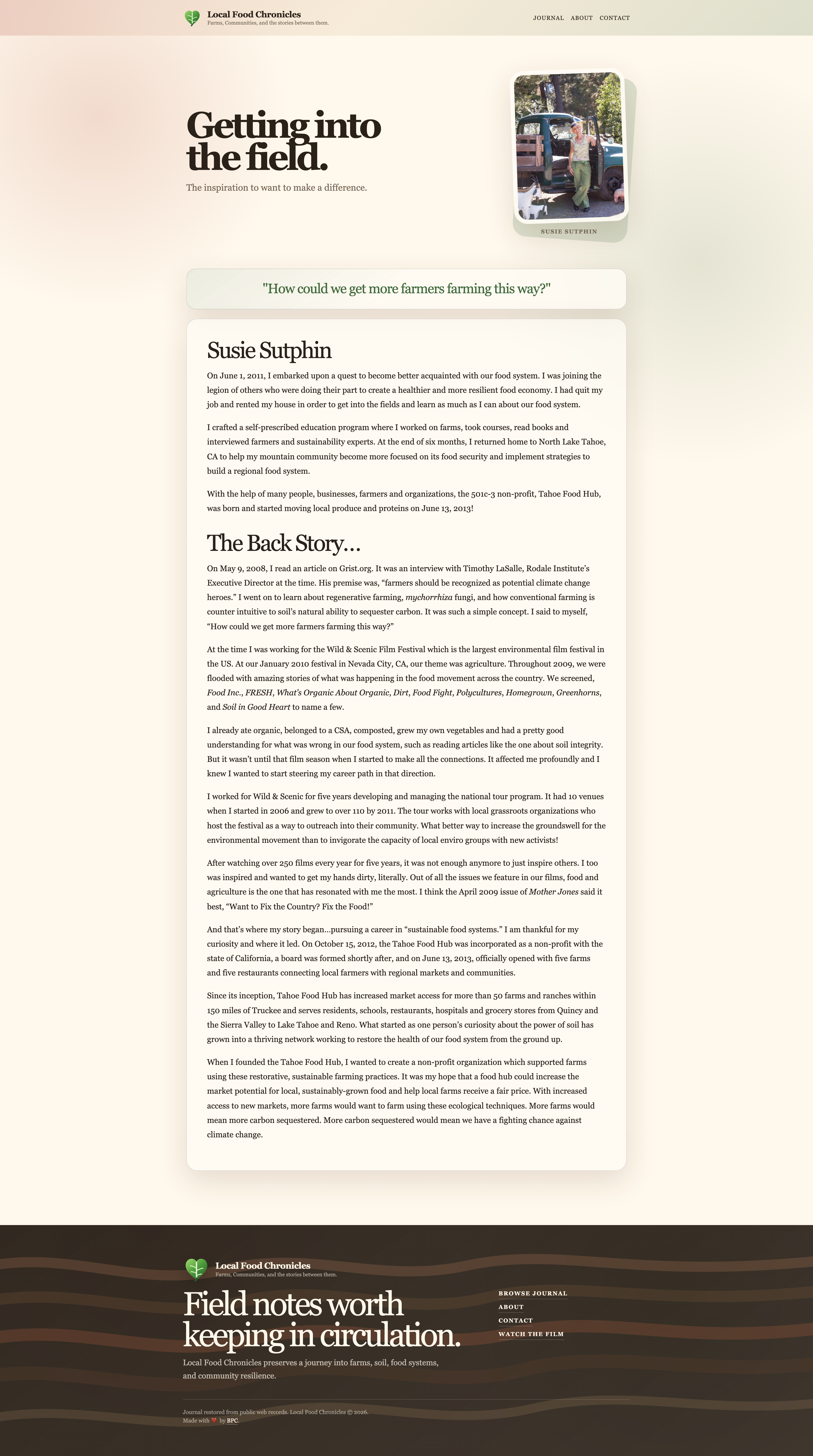 Local Food Chronicles: about page