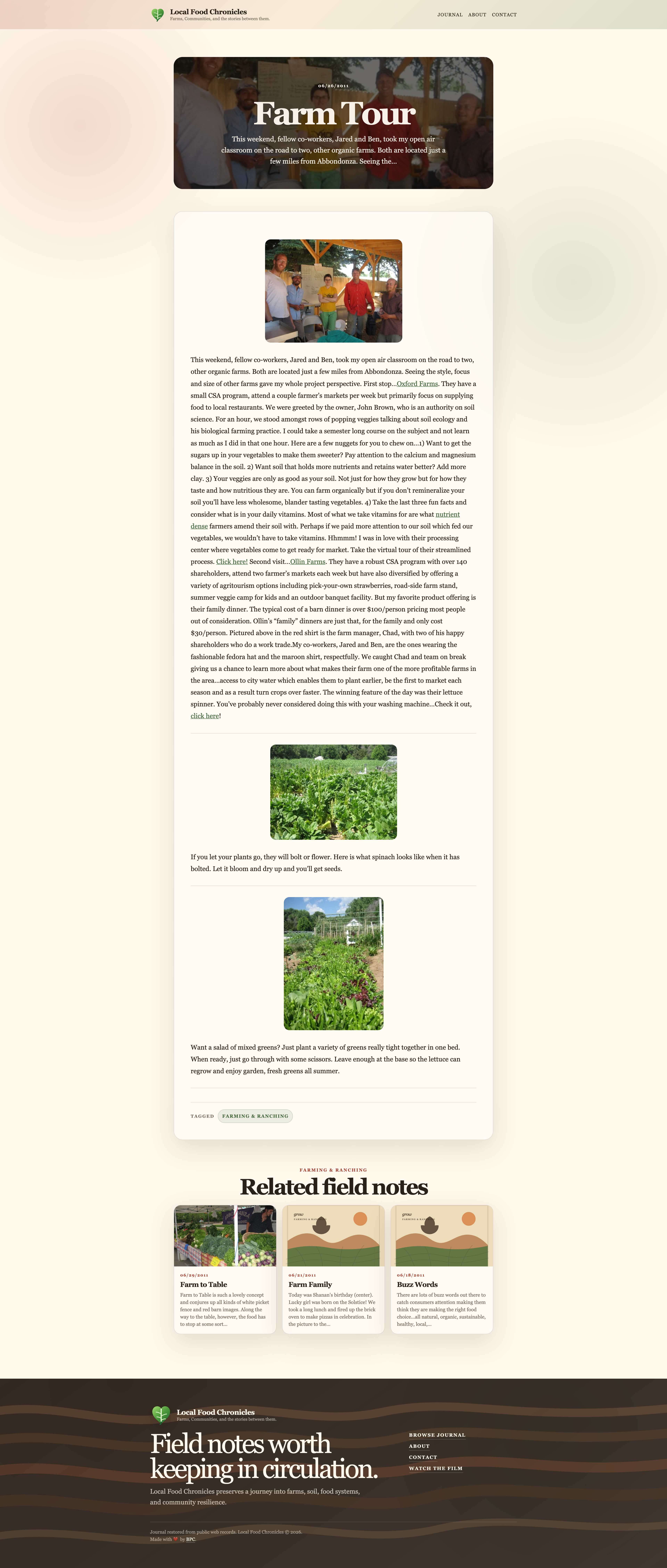 Local Food Chronicles: post farm tour