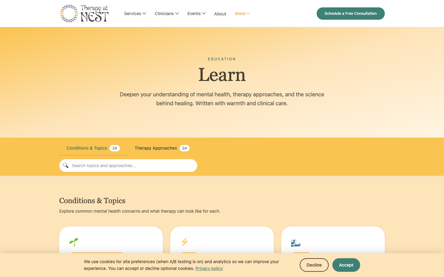 Therapy at NEST: learn page