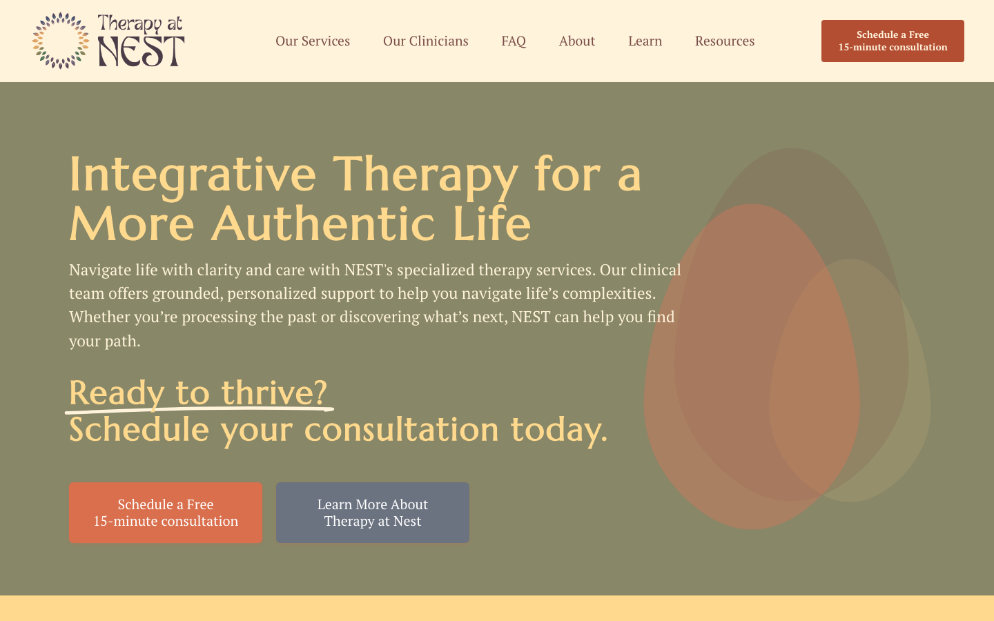 Therapy at NEST: homepage desktop