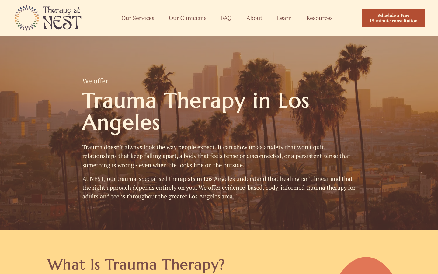 Therapy at NEST: trauma therapy page